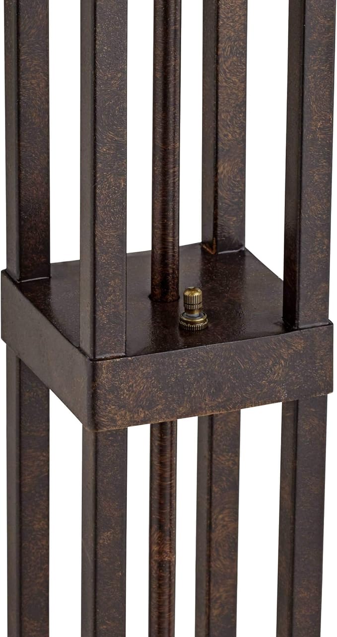 Robert Louis Tiffany Mission Southwest Tiffany Style Standing Floor Lamp with Night Light Art Deco 60.5" Tall Oiled Bronze Copper Stained Glass Shade Decor for Living Room Reading House Bedroom