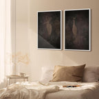 SIGNFORD Framed Canvas Print Wall Art Set Abstract Crane Silhouettes Vintage Dark Tones Illustration Modern Art Decorative Nordic Nature for Living Room, Bedroom, Office - 24"x36"x2 White