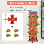 Vertical Planter, 7 Tier Stackable Strawberry Planter with Garden Tool Set, Movable Indoor/Outdoor Garden Herb Pot for Growing Vegetables and Succulents, Red
