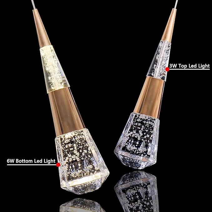 Pendant Light Kitchen Island, Modern Led Pendant Light Kitchen Light Fixture,Luxury Mini Meteor Shower-Style Gold Led Chandelier for Dinning Room, Adjustable Cord Ceiling Hanging