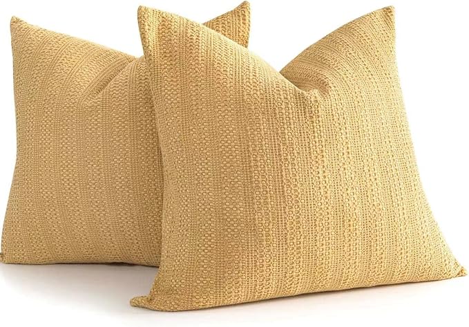 26x26 Pillow Covers Boho Euro Shams Set of 2 Decorative Throw Pillow Covers Cotton Large Square Pillowcase for Couch Bed, Yellow