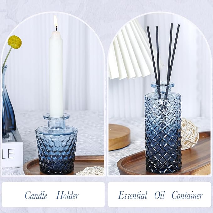 Navy Blue Glass Bud Vases Set of 12, Mini Flower Vase for Centerpieces, Small Glass Vases in Bulk for Wedding Decorations, Vintage Vase Bridal Shower, Party, Graduation, Home Table Décor