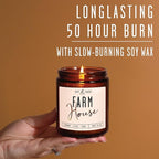 Fall Candles - 'Farmhouse' Autumn Scented Soy Candles for Home, w/Cinnamon, Clove & Pine I Infused with Essential Oils I Farmhouse Décor, 9oz Reusable Jar, 50Hr Burn, Made in USA