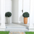 Yunlly Set of 2 Artificial Boxwood Topiary Ball Tree Fake Bushes Shrubs Outdoor Faux Plant with Ground Spike Flowers UV Resistance Greenery for Front Porch Garden Patio Indoor(Purple,27x18inch)