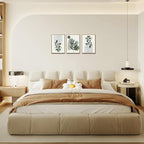 Bwodke Boho Wall Art, Framed Abstract Wall Art, Botanical Canvas Wall Decor, Mid Century Line Leaf Geometric Pictures Set of 3, Minimalist Paintings, for Bedroom Living Room Bathroom 12"x16"