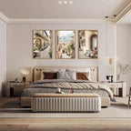 HPINUB Foreign Scenery Framed Canvas Wall Art Set,Vintage Travel City Wall Decor,Modern Minimalist Europe Street Picture Artwork Nature Landscape Art Print for Living Room,Bedroom-16 x24 x3