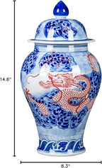 Chinese Ceramic Jar Ginger Jars with Lids for Home Décor Hand Painted Dragon Blue and White Porcelain Underglazed Red Vase Ornaments from Jingdezhen