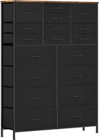 Dresser for Bedroom with 18 Drawers, Tall Fabric Storage Dresser, Chest of Drawers for Closet, Nursery, Bedside, Living Room, Laundry, Entryway, Hallway (Black)