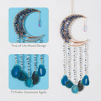 Agate Gemstone Dream Catcher 7 Chakra Tree of Life Dream Catcher with Rainbow Crystal Stones Handmade Dreamcatcher Wall Decor for Adults Boys Girls,Bedroom,Wedding,Garden,Bless Gift(Blue Moon)