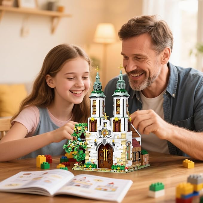 Reobrix St.Andrew's Church Architecture Building Kit with LED Lights,MOC Street Modular Collectible Display Kit,Construction Building Model Set,Home Office Decor,Idea Gift for Adults and Teen,3087 PCS