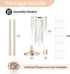 NUPTIO Wedding Centerpieces Gold Vases: 2 Pcs 21.7in Tall Crystal Flower Vase Metal Flowers Stand for Party Tables Decorations - Elegant Bulk Weddings Decoration Table Chandelier Centerpiece Stands