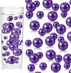 200PCS Purple Faux Pearls Beads for Centerpiece Vases, Vase Filler Faux Pearls, No Holes Filler Beads for Party Anniversary Birthday Wedding Table Decor, 10/14/20/30mm