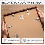 Homeforia 11x11 Picture Frame Brown, High-End Dark Oak 11 x 11 Square Brown Wood Frames with Mat 9 by 9 Photo, 11by11 Wooden Walnut Poster Frame Matted to 9x9 Print, Tempered Glass, Wall Kit, Set of 1