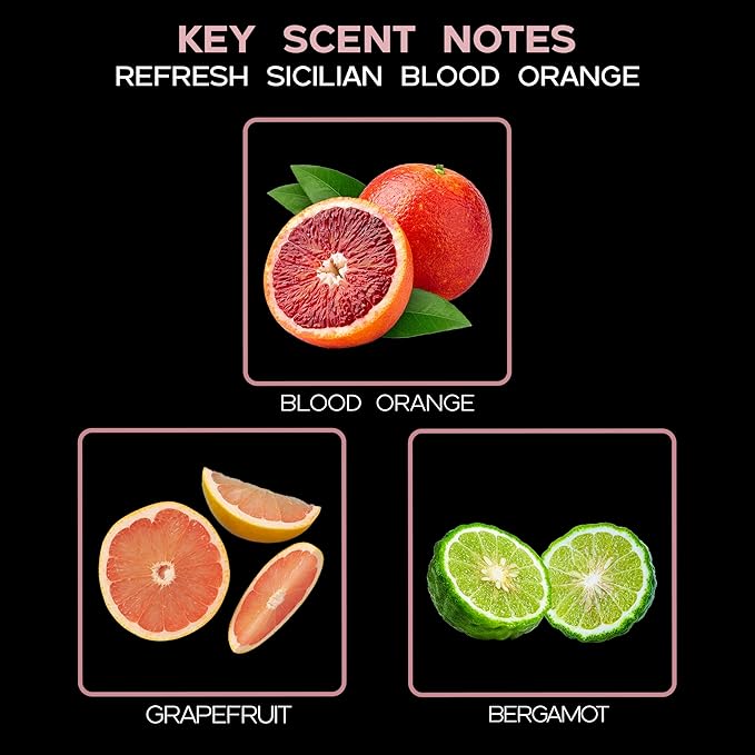 LOVSPA Reed Diffuser Set, Refresh Sicilian Blood Orange Scented Oil Diffuser with Sticks, Home Fragrance Accessories for Bathroom Shelf Decor, Aroma Diffusers for Home or Office Desk, USA Made