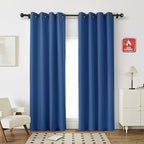 Fcosie Bronze Grommet Flame Retardant Curtains, Room Darkening Fire Resistant Drapes for Kitchen, Fireproof Drapery for Patio, 80% Light Reducing Window Draperies, Blue, 84W x 84L Inches, 2 PCS