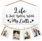 Lolli Gifts Picture Frame Photo Holder for Wall, Birthday Gifts for Lala Grandma, Thank You Grandmother Lola Gift from Grandchildren Grandkids Hanging Photo Display