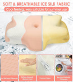 Cervical Pillow for Neck Pain Relief, Memory Foam Pillow for Sleepin, Ergonomic Contour Pillows, Orthopedic Pillow with Washable Pillowcase, for Side Back Stomach Sleepers (Pink)
