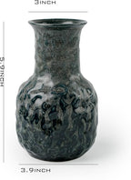 Rustic Pottery Ceramic Vase - Vintage Farmhouse Style Decor, White Grid Ceramic Vases for Home Decor, Modern Farmhouse Decor (Blue and green)