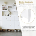 Ball & Cast Tipping Bucket 3-Tier Shoe Cabinet with 6 Flip Drawers and Storage Shelf,Entryway Hall Tree with Tempered Glass Doors and 4 Hooks,for Hallway,Mudroom,Living Room,White