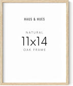 HAUS AND HUES Beige Oak Wood 11x14 Picture Frame - Modern Wood Wall Art Display - Lightweight 11x14 Frame for Art Prints, Photos, Posters - Ready-to-Hang Vertically & Horizontally