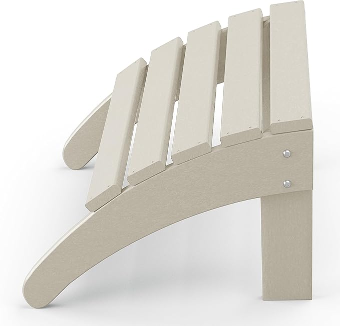 WestinTrends Outdoor Ottoman, Patio Adirondack Ottoman Foot Rest, All Weather Poly Lumber Folding Foot Stool for Adirondack Chair, Widely Used for Outside Porch Pool Lawn Backyard, Sand