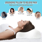 Gute Contour Memory Foam Pillow for Neck Pain Relief, Ergonomic Two Heigths Cervical Pillow for Sleep, Neck Pillow with Washable Cover, Bed Pillows for Side, Back and Stomach Sleepers, Standard