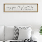 ZZJJHYWGQ Love Quotes Wall Decor My Favorite Place To Be Sign 32"×8" Couples Love Theme Plaque Modren Farmhouse Master Bedroom Above Over Bed Wood Framed Wall Art (Wood)