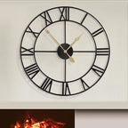 LEIKE 80CM Extra Large Wall Clock - 31" Oversize Modern Black Metal Roman Numeral Nearly Silent Little Ticking Battery Operated Wall Clocks for Living Room, Kitchen,Bedroom Farmhouse Home Decor