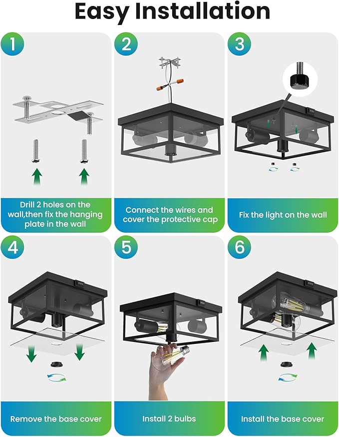 Outdoor Flush Mount Motion Sensor Ceiling Light - Modern Design of Squares with Motion Sensor 3 Modes Porch Ceiling Light for Your Porch, Driveway, Covered Patio, Farmhouse, Entryway