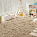9x12 Ft Extra Large Shag Beige Rugs for Living Room Bedroom, Ultra Soft Fluffy Furry Area Rugs for Playroom Indoor Floor, Aesthetic Carpet for Kids Home Decor