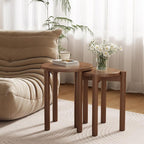 Stackable Stools Set of 4,4-in-1 Wood Stool,Round Wooden Stools with Anti-Slip Foot Pads for Kitchen,Bedroom,Living Room,Bar,No Assembly Required Durable and Space-Saving Design,18 inch (Walnut)