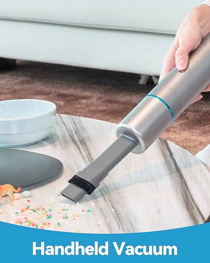 Brigii Crevice Vacuum, Handheld Vacuum & Air Duster & Hand Pump 3 in 1, Cordless Mini Vacuum, 3 Kinds of Crevice Nozzles, Lightweight 1lbs,USB Rechargeable-M2