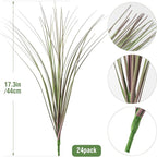Fake Grass Artificial Grass Greenery Stems Fall Flowers Artificial Shrubs Wheat Grass Greenery Home Decor Artificial Plants Ornamental Grass Outdoor Fake Grass Leaves(24pcs) Purple-Green
