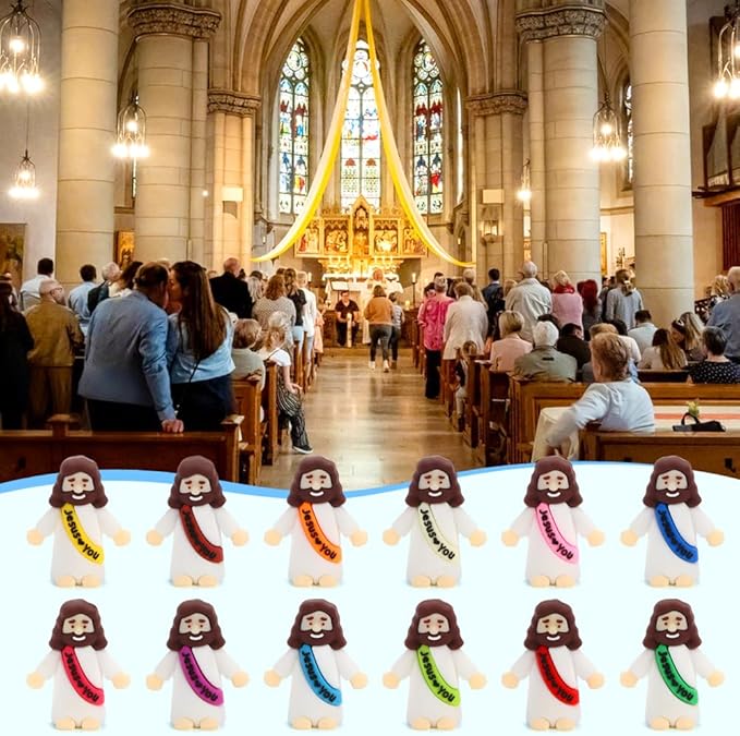 80 Pcs Mini Jesus, Little Jesus Figures to Hide Tiny Figurines in Bulk and Pocket Seek Religious Gifts for Easter Egg Stuffers Fillers Sunday School Baptism Christ Savior Craft