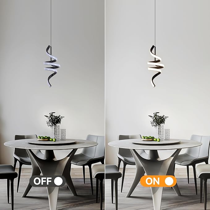 Plug in Pendant Light, 3000~6000K Hanging Lights with Plug in Cord, Touch Switch Modern Pendant Light, Black Hanging Lamps for Living Room, Kitchen, Dining Room, Bedroom,1 Pack