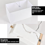 24" White Table Lamp Set of 2 Touch Control, Lamps for Living Room with USB, 3-Way Dimmable Bedside Nightstand Lamps, Gold Lamp Set for Bedroom, Marble Base Side Lamp for End Tables, Bulbs Included