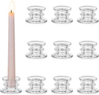 Glasseam Taper Candle Holders Bulk: 10pcs Glass Candle Sticks Holder Decor Clear Short Small Candlestick Holders Modern for Table Centerpiece Wedding Christmas Dinner Party