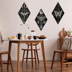 Sintuff 6 Pieces Halloween Gothic Wall Decor Boho Sun Moon Phases Wall Art Gothic Minimalist Stars Sun Hanging Wooden Home Decor Farmhouse Pediments for Gallery Living Bedroom Room(Mysterious)