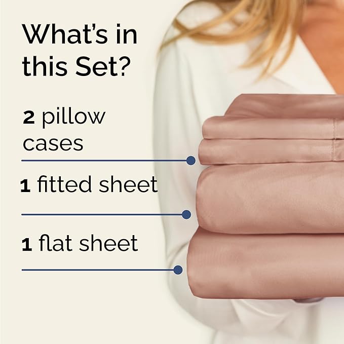 Twin Sheets Set 4 Piece - Includes 2 Pillowcases - Bed Sheets Twin Size - Soft Hotel Luxury Bedding - Cooling, Comfy, Cozy and Breathable - 1 Flat & 1 Fitted & 2 Pillowcases w/ Deep Pockets - Mauve