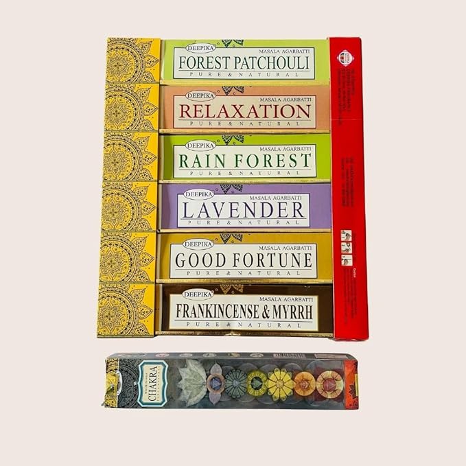 Deepika 12 Pack Assorted Pack 15 Gram x 12 Packs (180 Sticks) for Meditation, Aromatherapy, Healing and Yoga