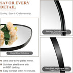 ANDY STAR 22"x30" Black Bathroom Mirror, Irregular Wall Mirror in Stainless Steel Metal Frame, Modern Matte Black Finish with Curved Edge Design, Wall-Mount Vertically or Horizontally