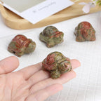 QINJIEJIE Travel Turtle Figurines for Travelers Best Travel Gifts for Women Men Unakite Crystal Healing Crystals Sea Turtle Lovers Office Desk Decor Good Luck Gifts for Traveling Abroad