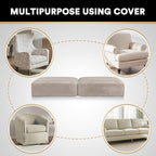 PrinceDeco Stretch Velvet Cushion Cover Sofa Cushion Slipcover for Loveseat Sofa Couch Cushion Furniture Protector Seat Cushion Sofa Cover(Each Width Up to 29.5", Oatmeal)