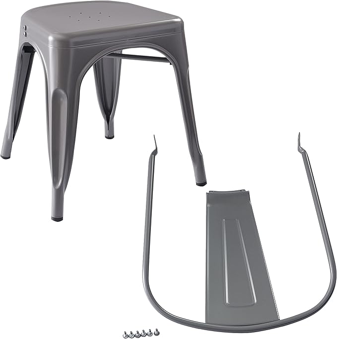 Amazon Basics Metal Dining Chairs, 4 Count, Dark Grey, 20.1 x 17.1 x 33.5 inches
