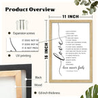 FZMHASLWW Love Is Patient Kind Wall Decor 16"×11" Love Never Fails 1 Corinthians 13 Bible Verse Sign Wood Framed Wall Hanging Art (Wood)