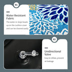 Inflatable Ottoman Stool D21 xH9 for Outdoor/Indoor Use, Water Repellent Patio Foot Rest Stool with Portable Handle,Round Pouf Ottoman Suitable for Garden,Deck and Camping - Dahlia Blue