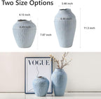 Ceramic Vase for Home Decor,7.8 Inch Flower Vases，Decorative Blue Vase for Pampas Grass，Modern Art Texture Vases for Home Entryway Living Room Dining Table Farmhouse Office Decor-Mat Blue