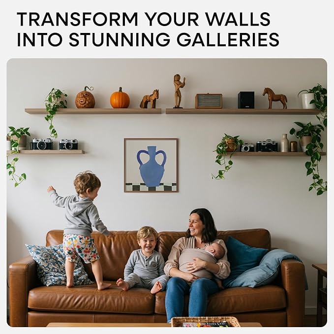 Homeforia 20x20 Brown Picture Frame, High End Dark Oak 20 x 20 Square Wood Frame with Mat 16 x 16 for Photo, 20by20 Wooden Walnut Poster Frame Matted to 16x16 Print, Tempered Glass, Wall Kit, Set of 1