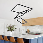 Led Chandelier 3 Rings Square Modern Led Pendant Lighting Dimmable Ceiling Pendant Light for Dining Room Living Room Kitchen Bedroom 15.7"+19.6"+31.4" Black