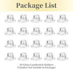 Hewory Glass Taper Candle Holders: 20 PCS Candlestick Holders Clear Short Tapered Candle Holder Set - Candle Stick Holder Decor for Table Centerpiece Wedding Party Advent Christmas Home Decorations